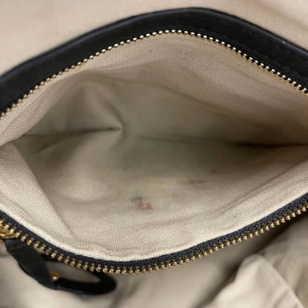 Tory Burch Top Handle Satchel in Black Leather w/ Gold-tone Chain - Preowned